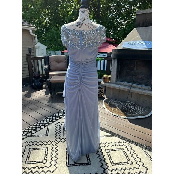 “Paisley “ beaded, mesh gown, ￼by XScape Babyblue stunning !!! size 8. Over $200 - Picture 2 of 16